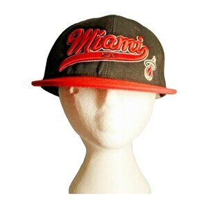 Miami Heat Mitchell Ness Snapback Hat Cap Black NBA Basketball Adjustable HWC